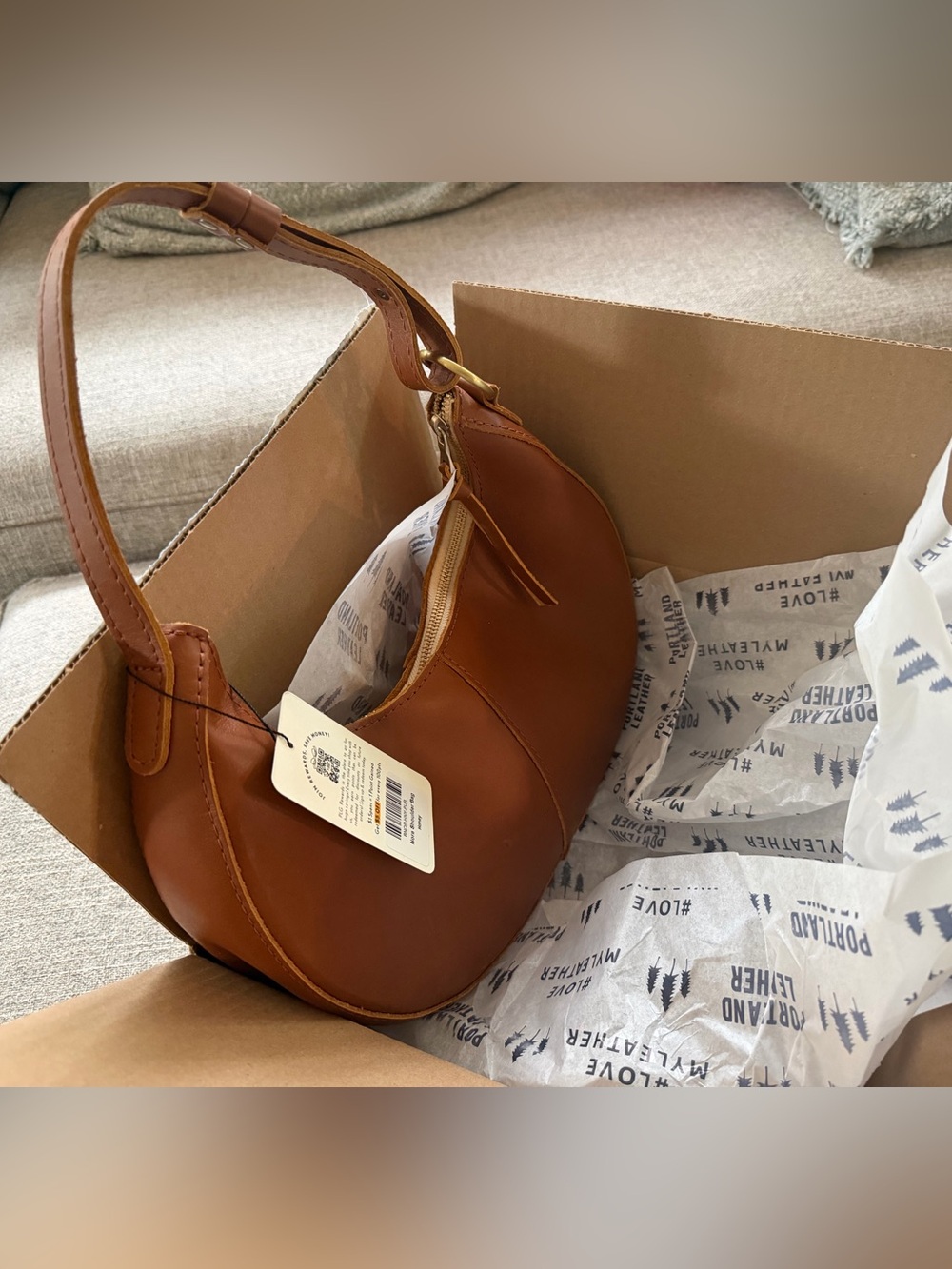 Portland Leather Women's Honey Brown/Tab Leather Small Nora Shoulder Bag